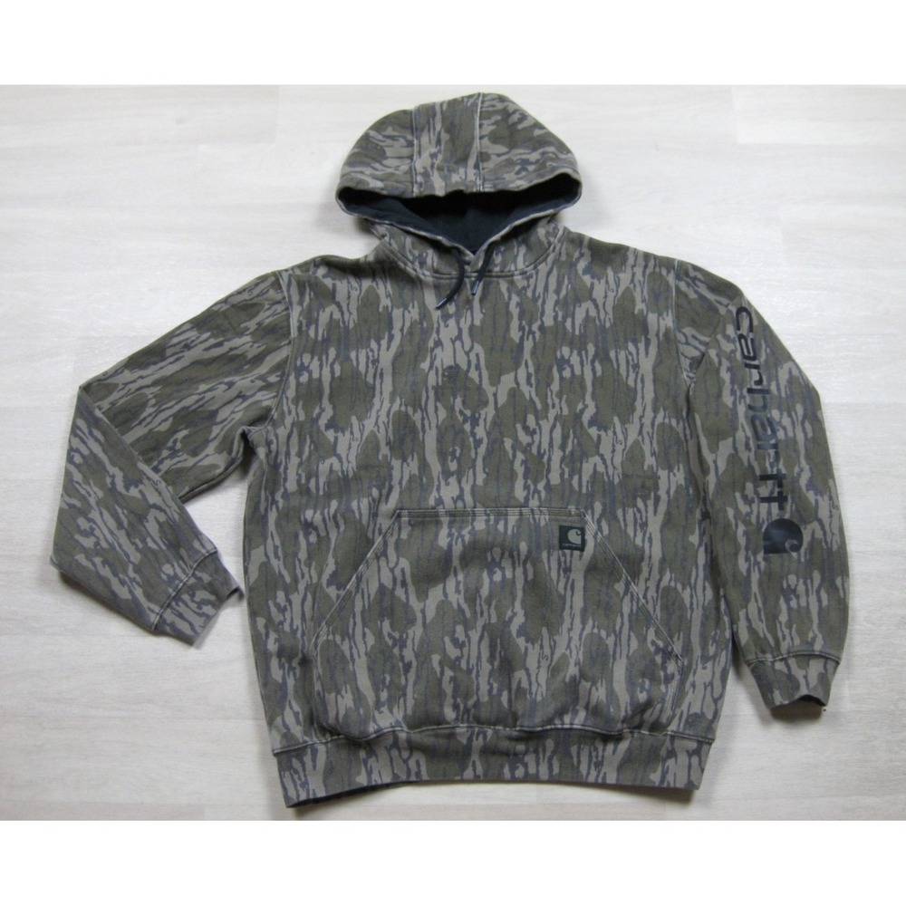 Carhartt Camo Hoodie Sweatshirt Men's (L) Mossy Oak Bottomland Workwear #105484